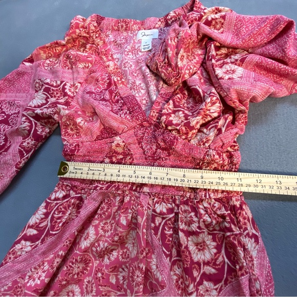 Japna Women’s pink & white Floral long sleeve Maxi Dress, Ruffle hem, V-neck, S - Picture 9 of 11